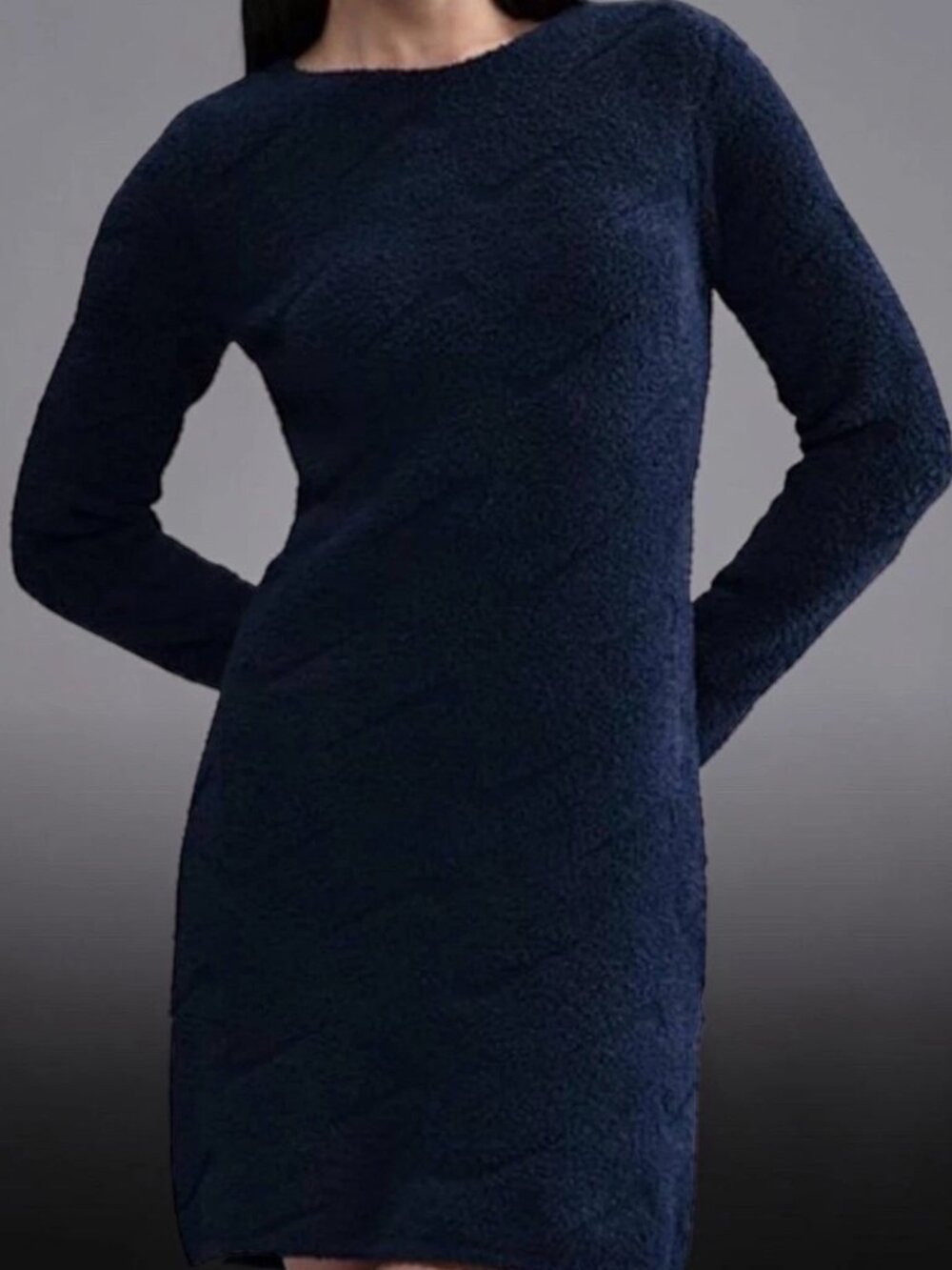 Nike Women's Blue Sportswear Phoenix Cozy Bouclé Slim Mid-Knit Dress Size XL